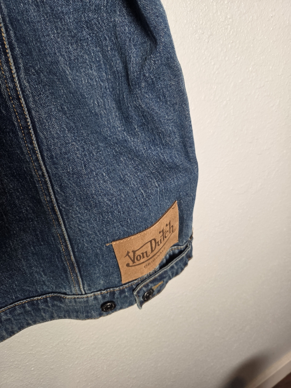 Von Dutch Blue Denim Patchwork Jacket with Orange Tag - Picture 3 of 11